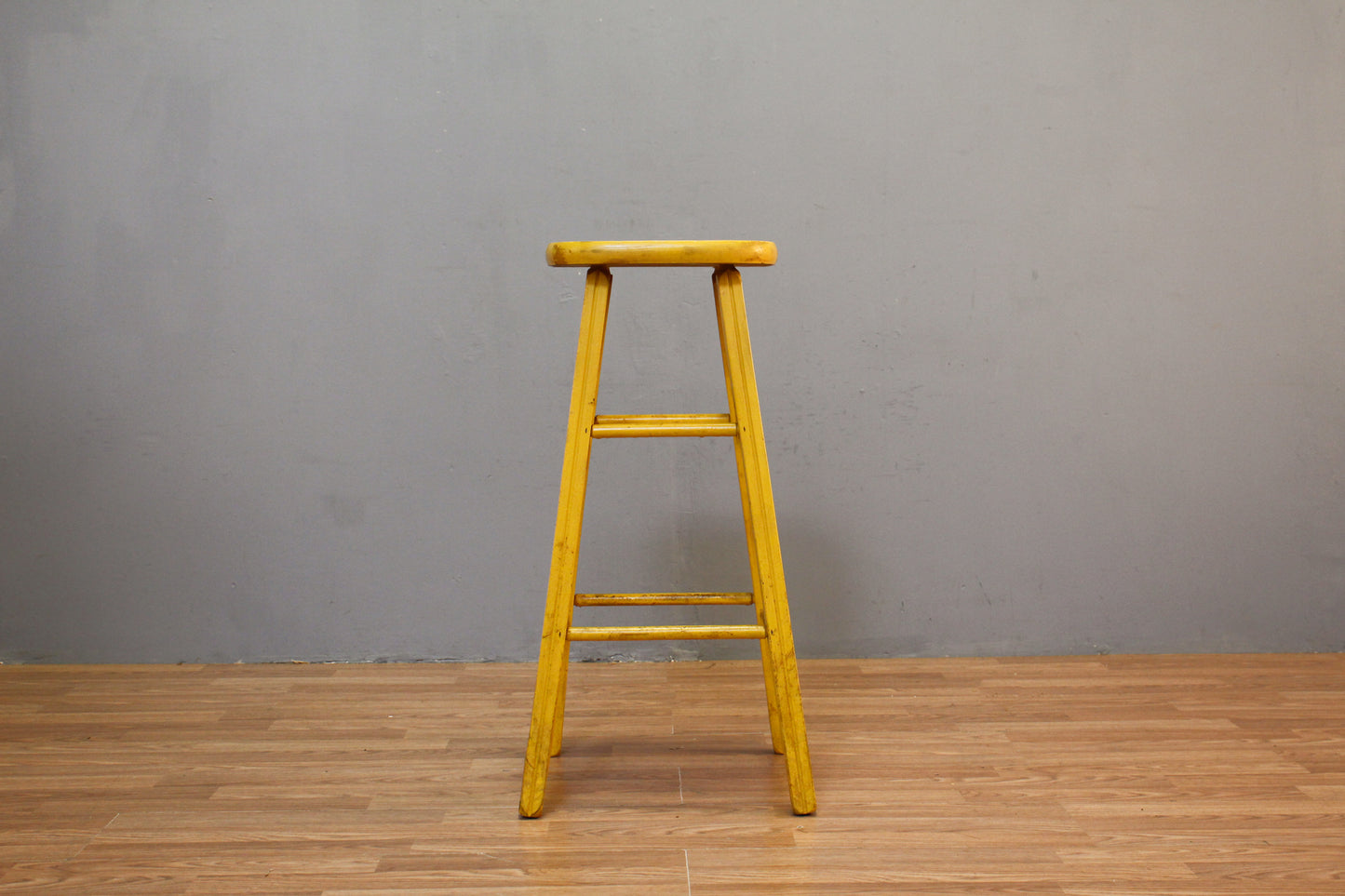 Rustic Mustard Wooden Stool