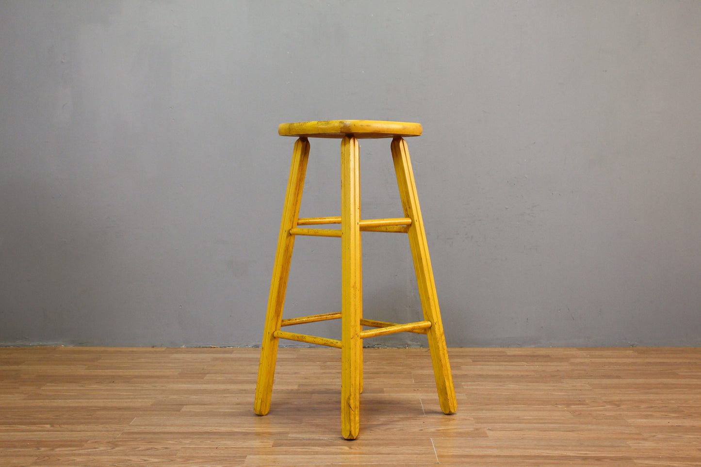 Rustic Mustard Wooden Stool
