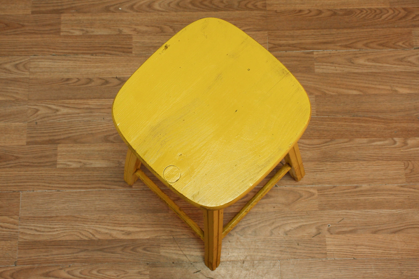 Rustic Mustard Wooden Stool