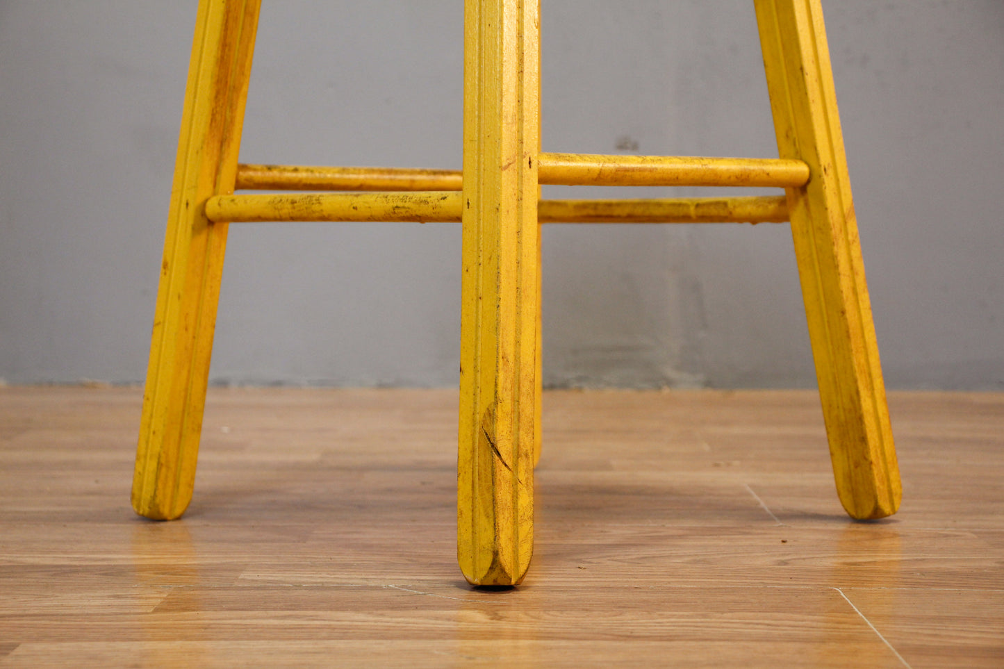 Rustic Mustard Wooden Stool