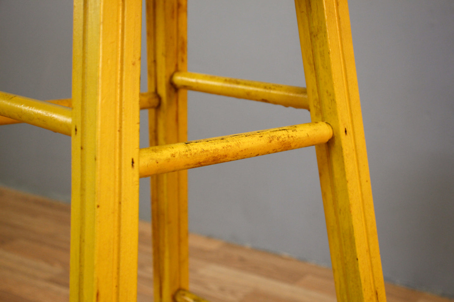 Rustic Mustard Wooden Stool