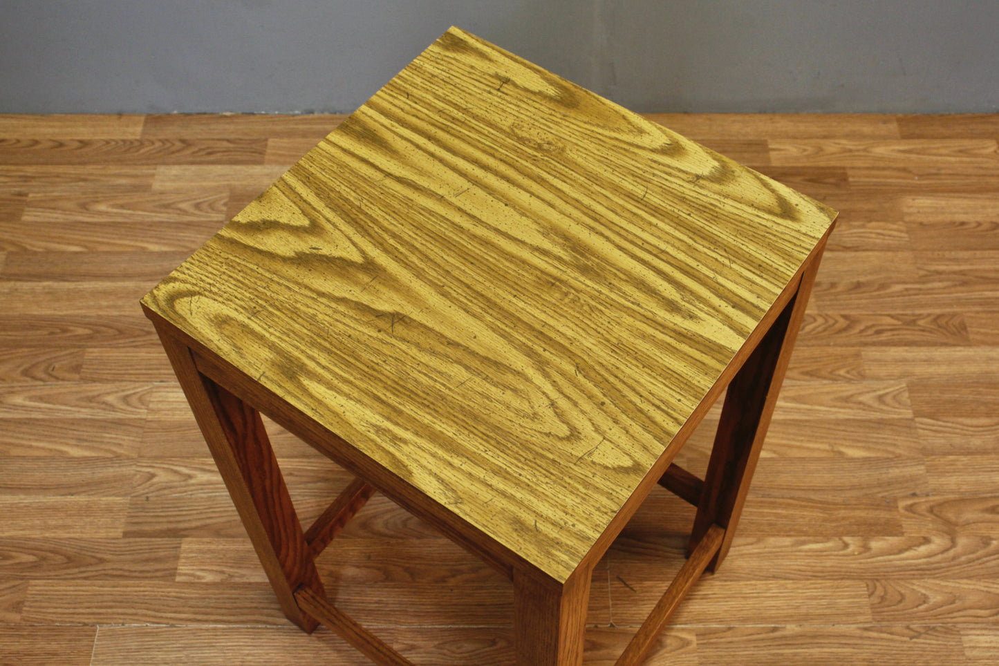 Tall Slim Oak & Laminate End Table