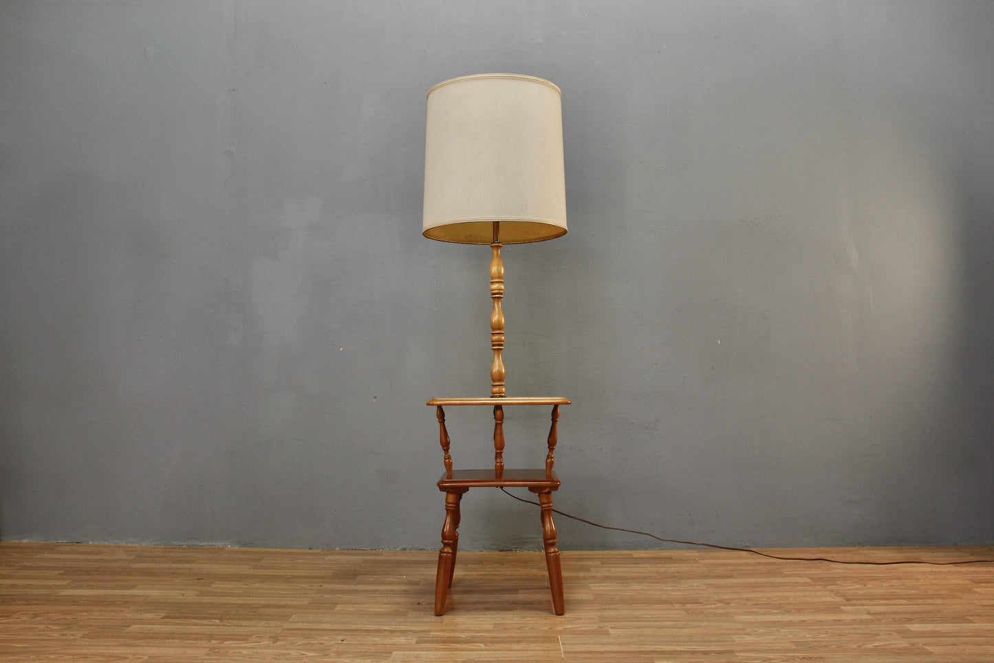 Country Maple Side Table Floor Lamp