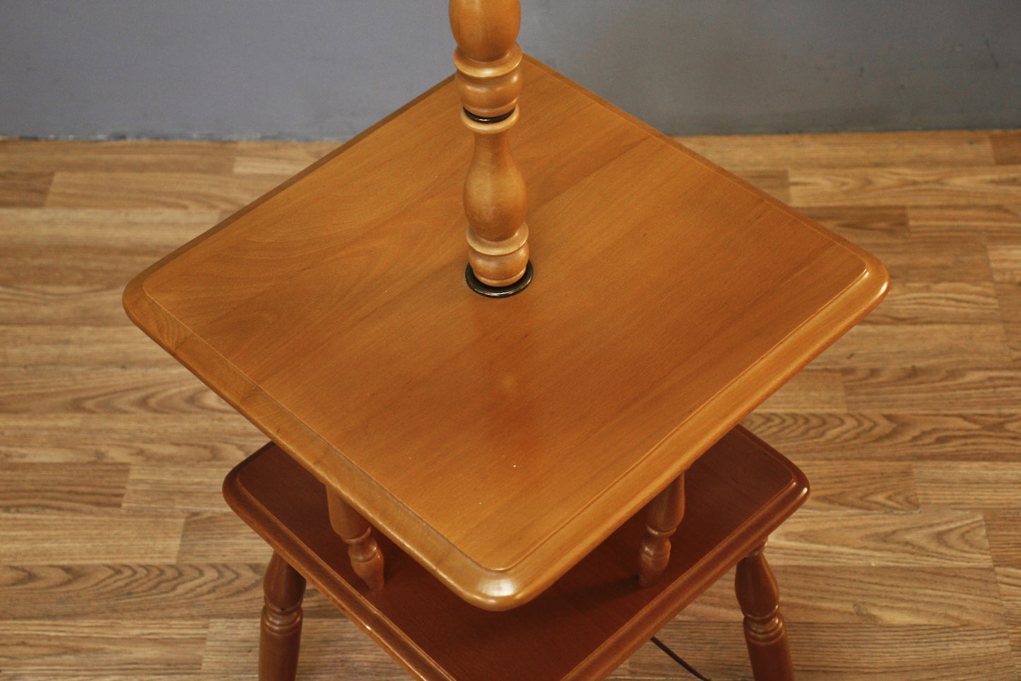 Country Maple Side Table Floor Lamp