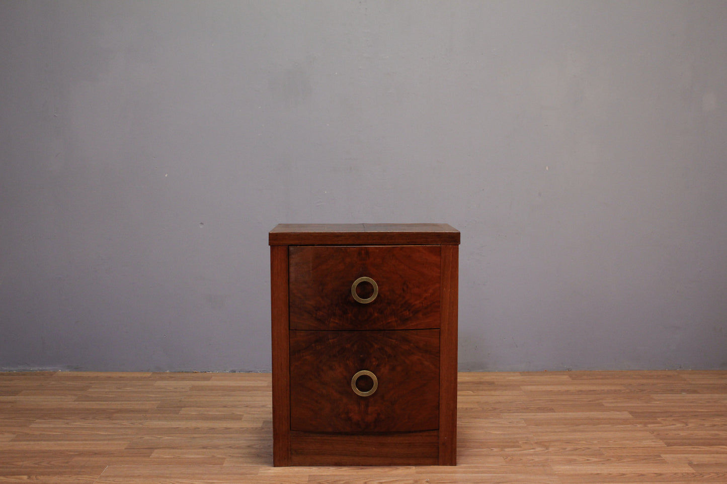 Art Deco Burl 2-Drawer Nightstand