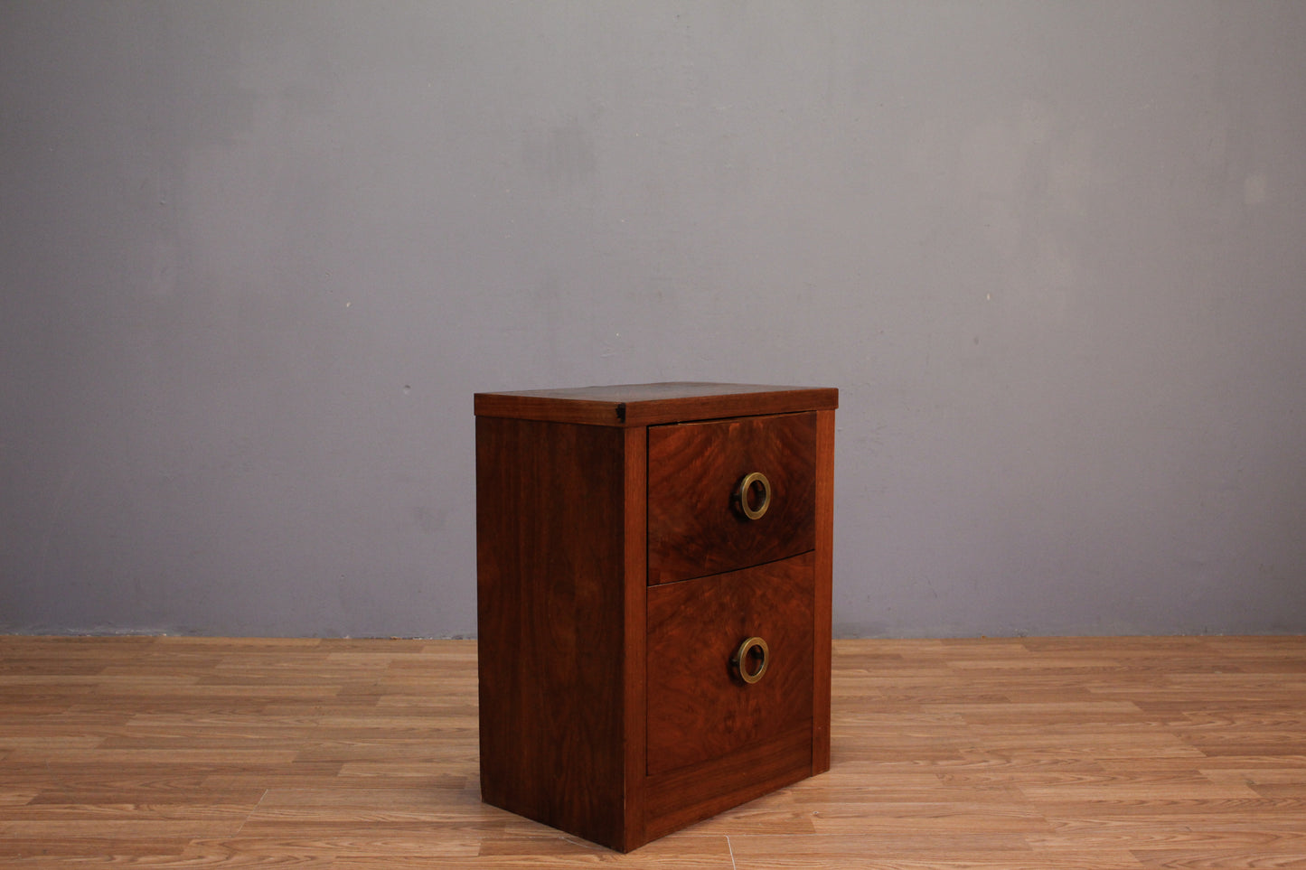 Art Deco Burl 2-Drawer Nightstand