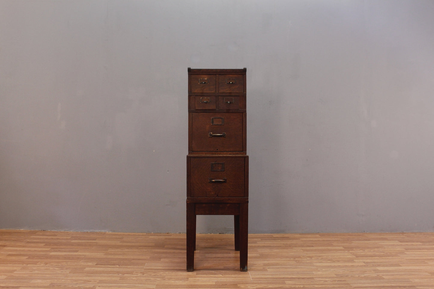 Antique Oak Step-Back File Cabinet