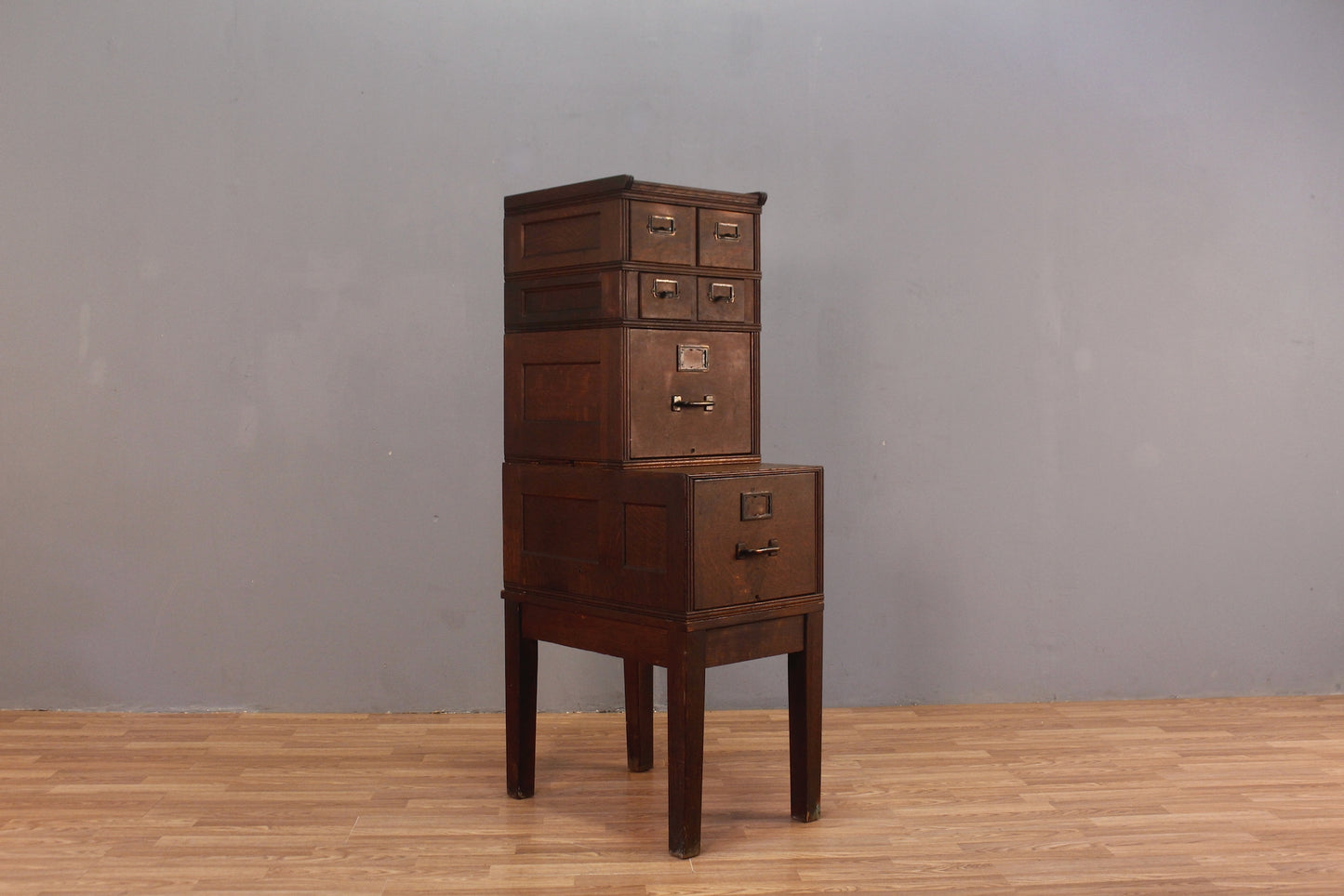 Antique Oak Step-Back File Cabinet