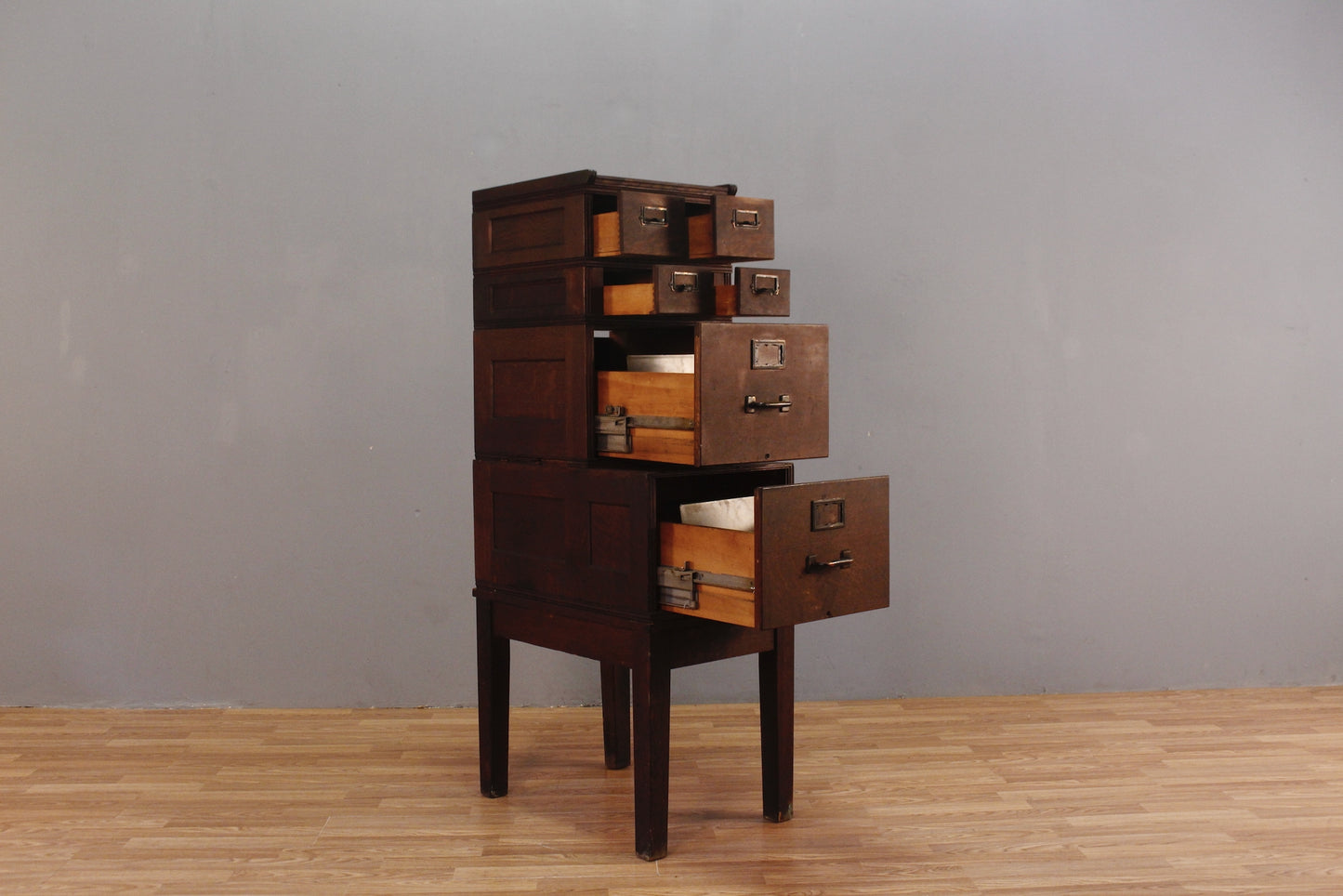 Antique Oak Step-Back File Cabinet