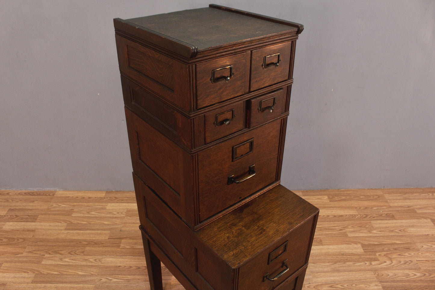 Antique Oak Step-Back File Cabinet