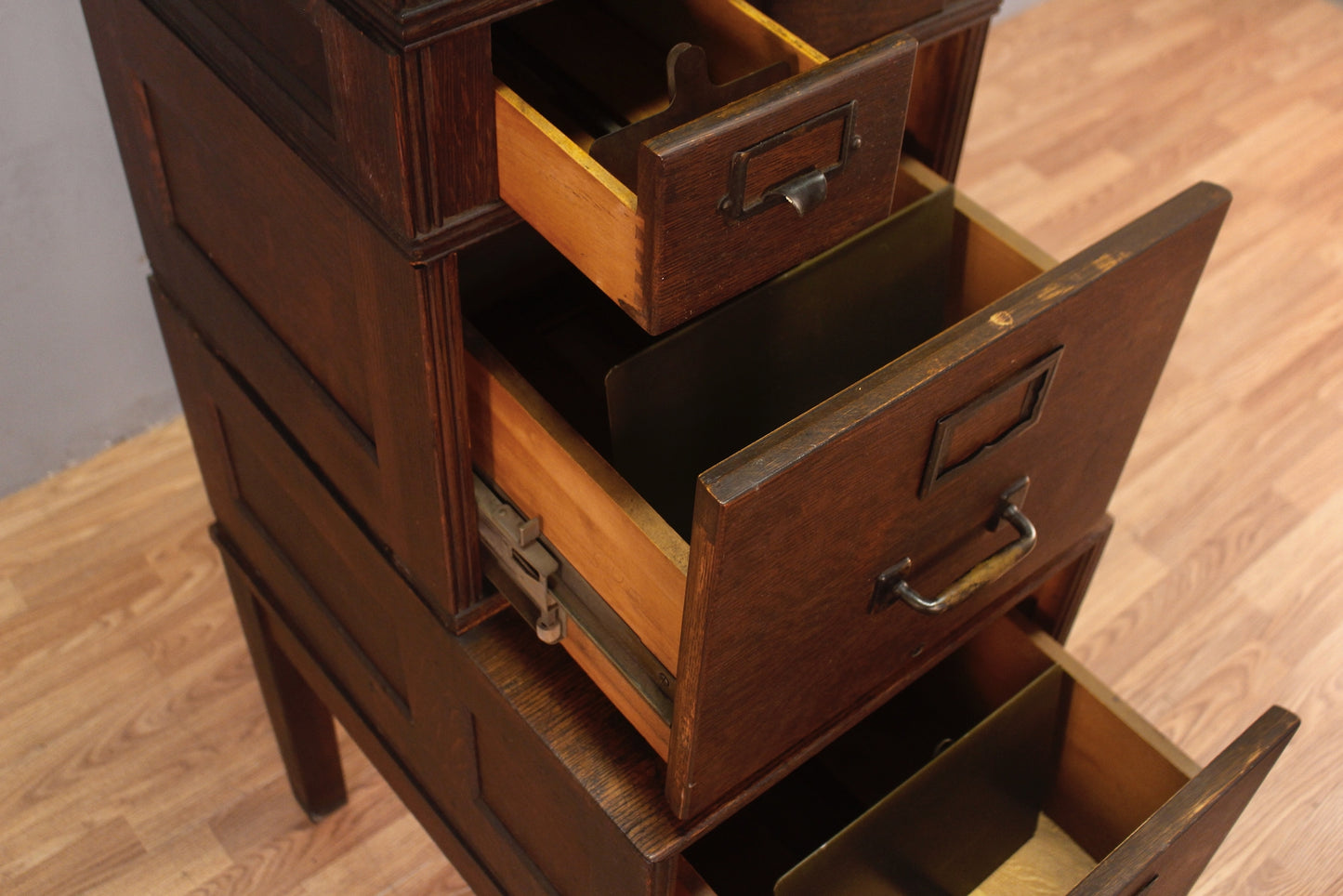 Antique Oak Step-Back File Cabinet