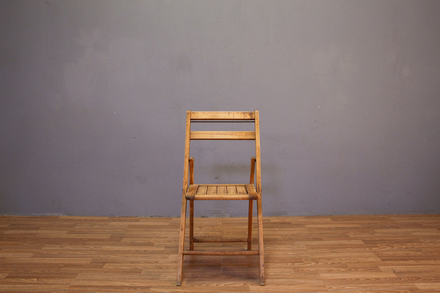 Weathered Slatted Folding Chair