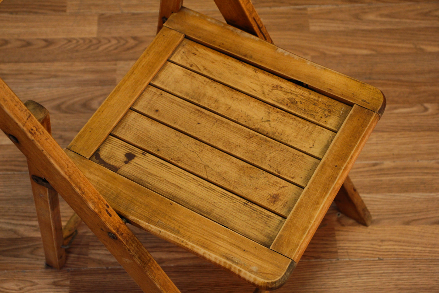 Weathered Slatted Folding Chair