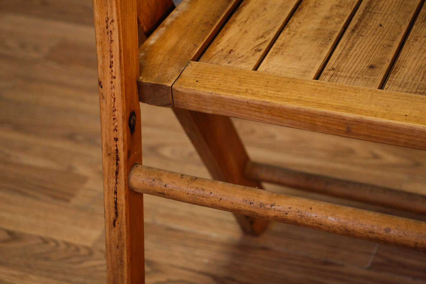 Weathered Slatted Folding Chair