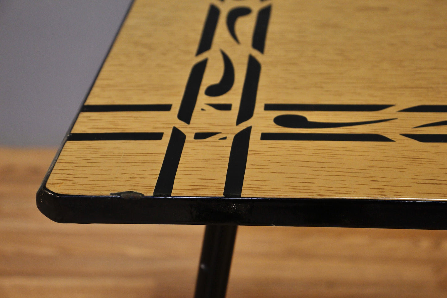 Black & Fawn Enamel-Top Table