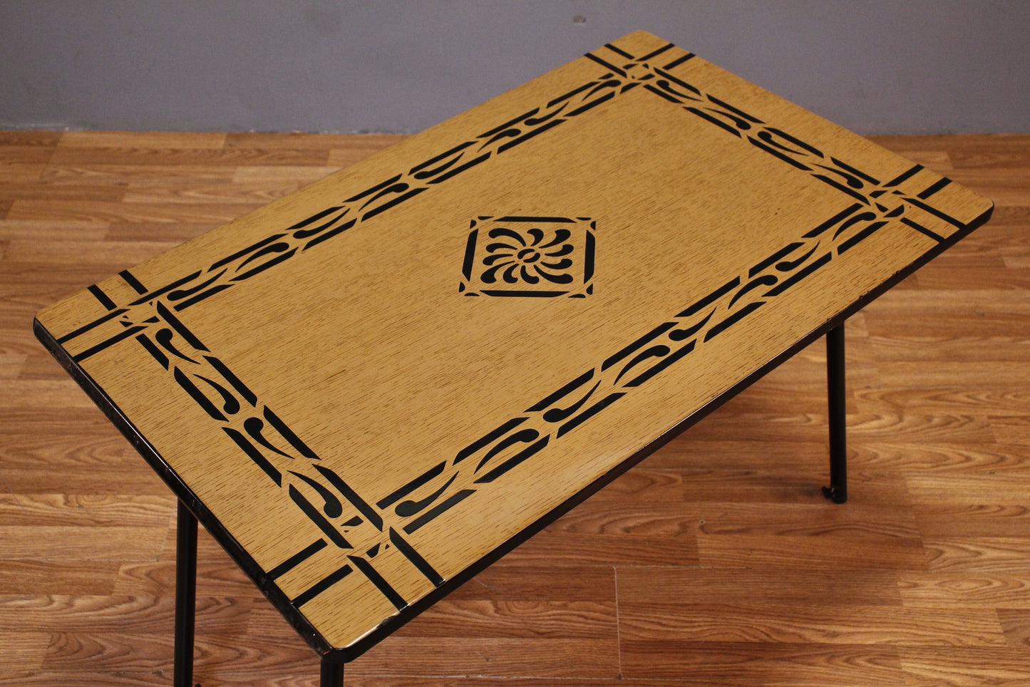 Black & Fawn Enamel-Top Table