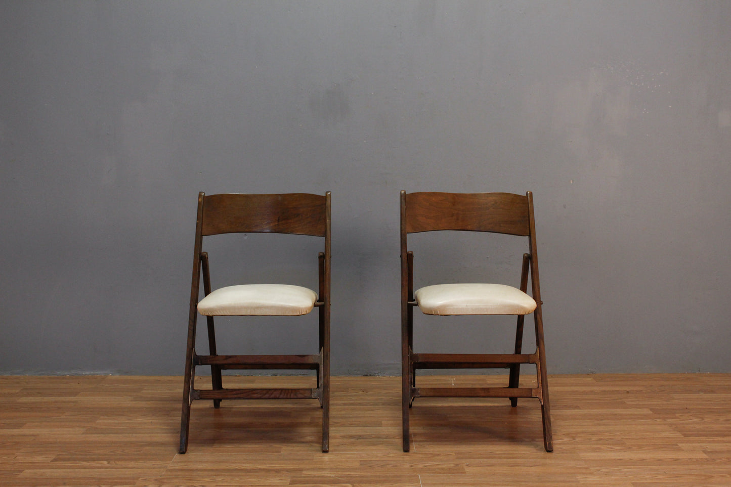 Walnut & White Folding Chair