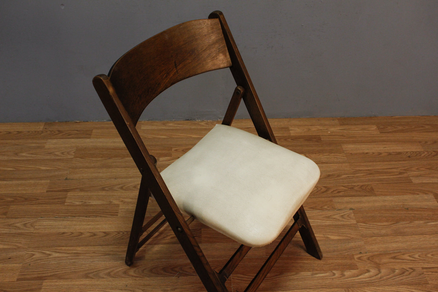 Walnut & White Folding Chair