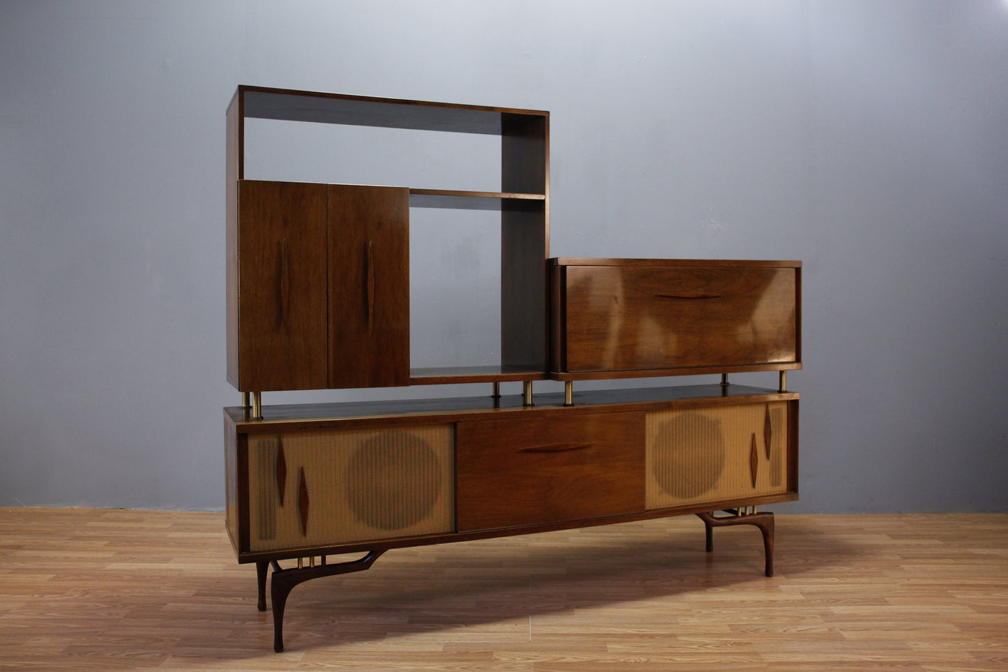 1960s 3-Piece Walnut Stereo Wall Unit