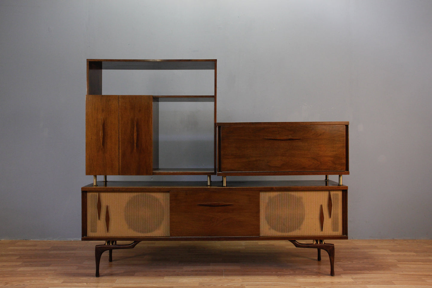 1960s 3-Piece Walnut Stereo Wall Unit