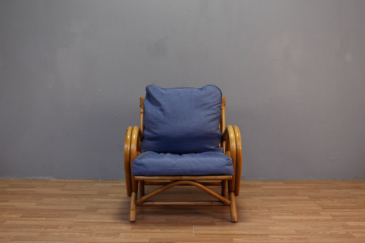 Rattan & Blue Accent Chair K - ONLINE ONLY