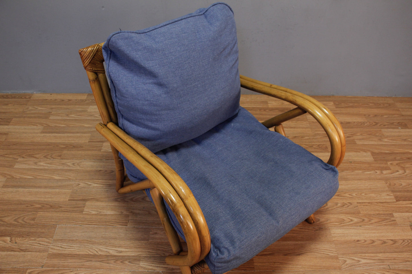 Rattan & Blue Accent Chair K - ONLINE ONLY