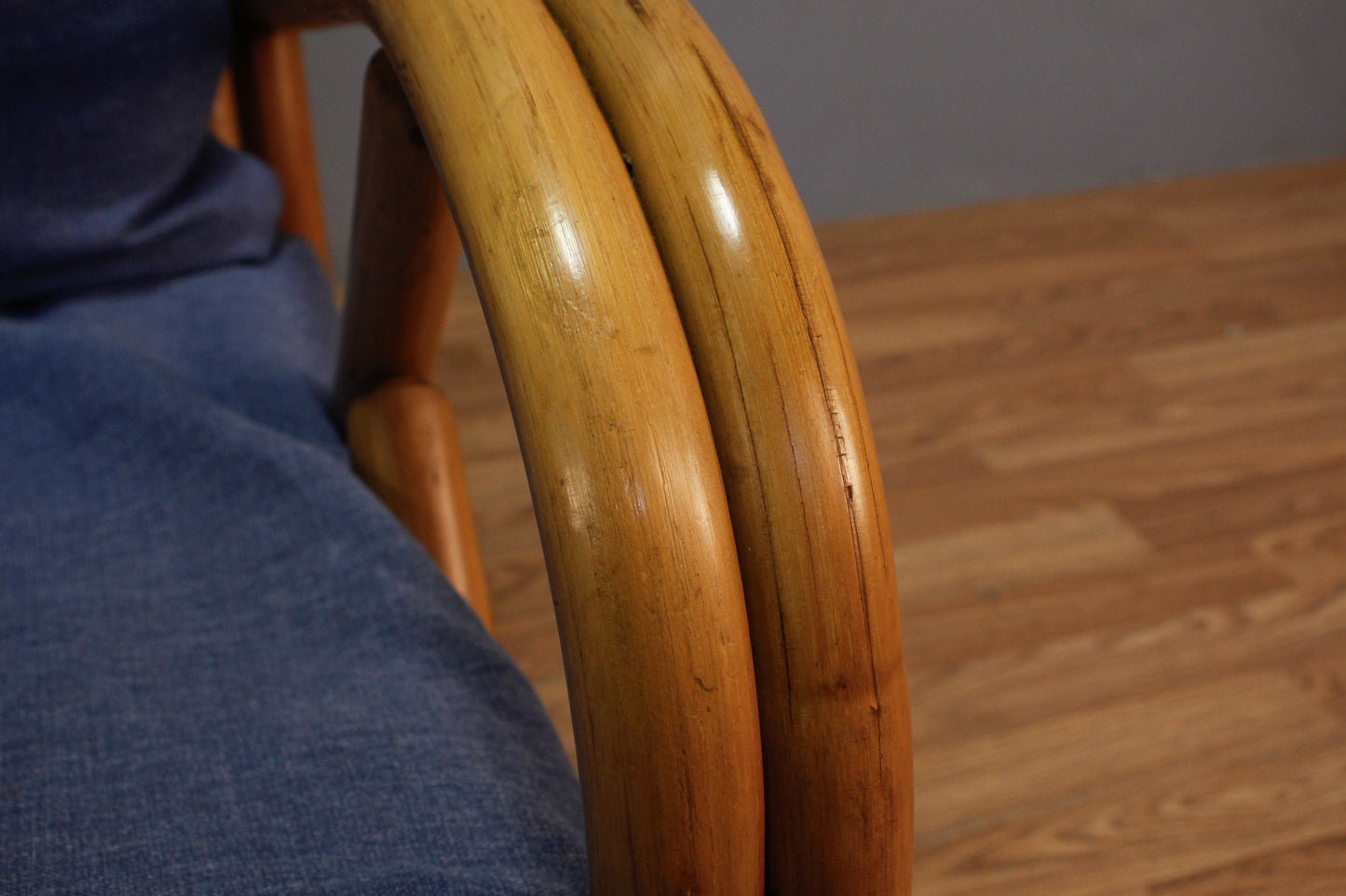 Rattan & Blue Accent Chair K - ONLINE ONLY