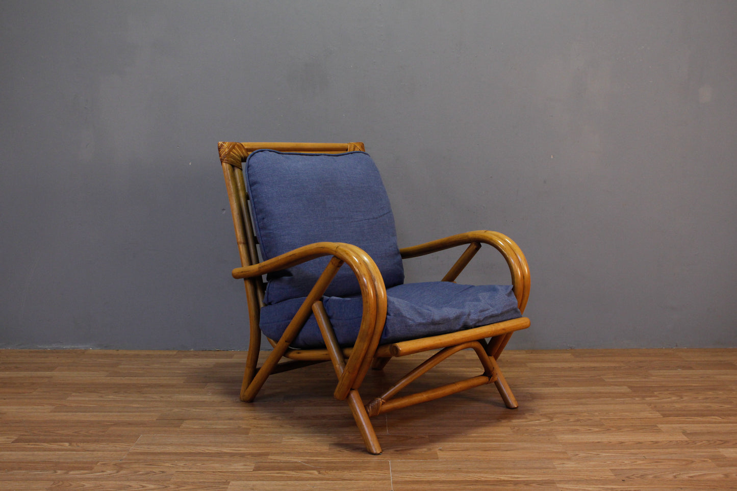 Rattan & Blue Accent Chair M - ONLINE ONLY