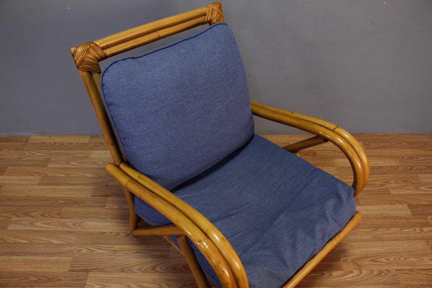 Rattan & Blue Accent Chair M - ONLINE ONLY