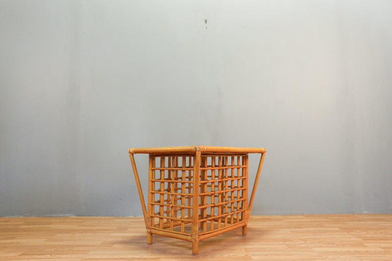 Bamboo & Smoked Glass Side Table