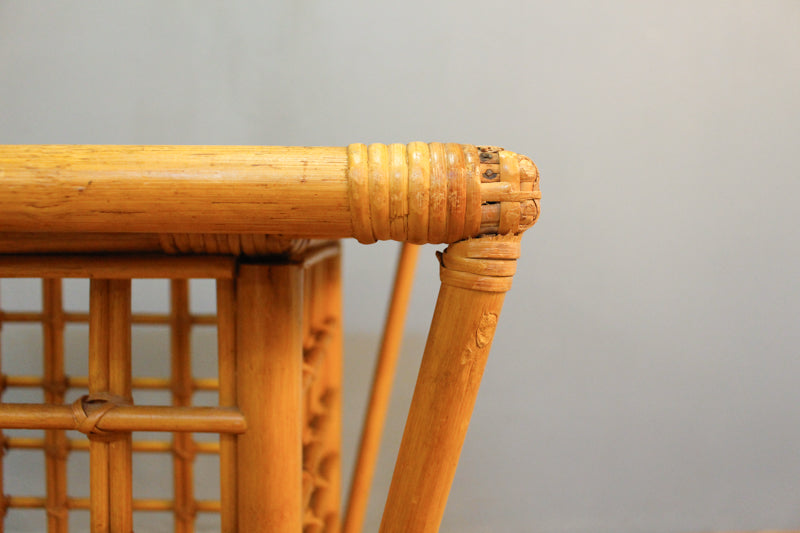 Bamboo & Smoked Glass Side Table