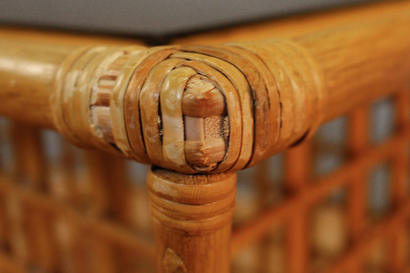 Bamboo & Smoked Glass Side Table