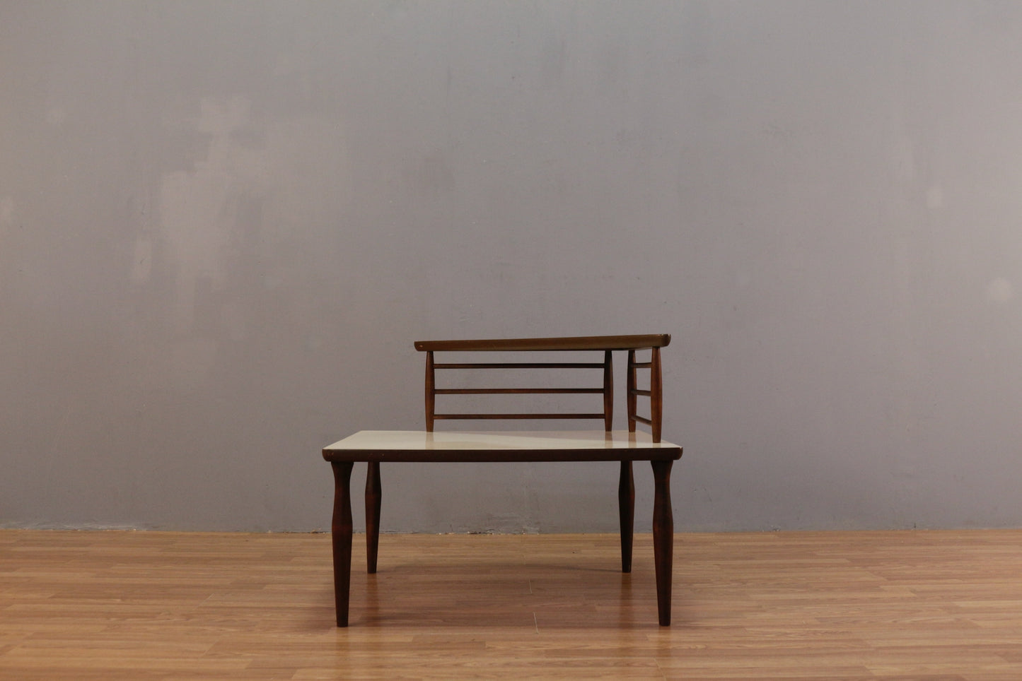 Ivory Laminate & Walnut Corner Side Table