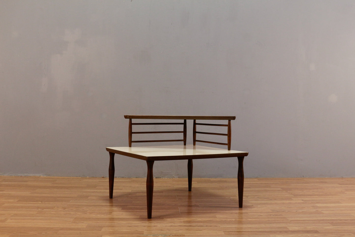 Ivory Laminate & Walnut Corner Side Table