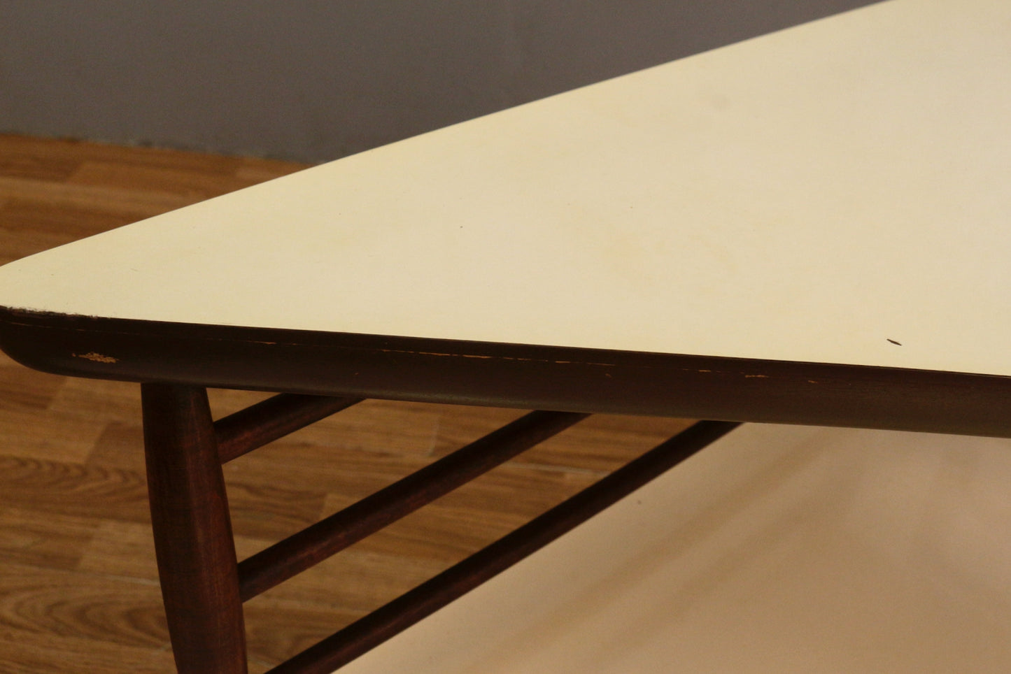 Ivory Laminate & Walnut Corner Side Table