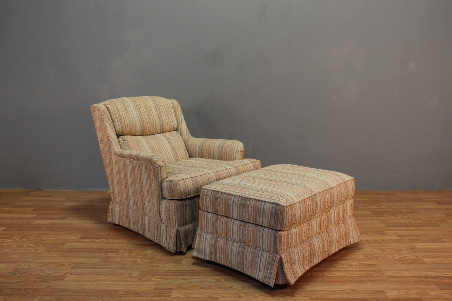 Drexel Striped Club Chair with Ottoman - ONLINE ONLY