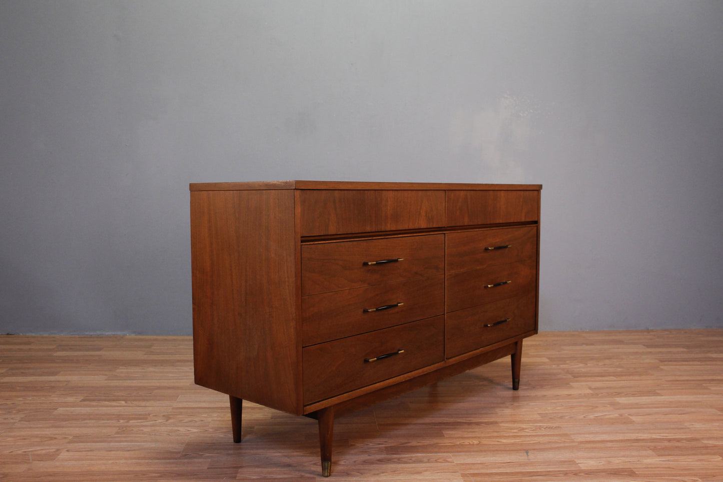 Walnut & Laminate 6-Drawer Dresser