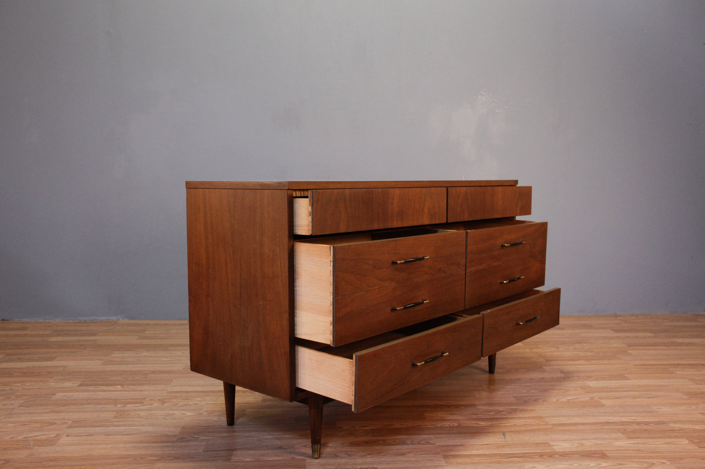 Walnut & Laminate 6-Drawer Dresser