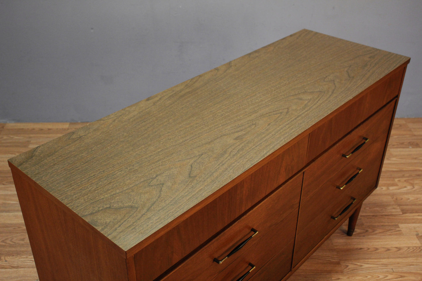 Walnut & Laminate 6-Drawer Dresser