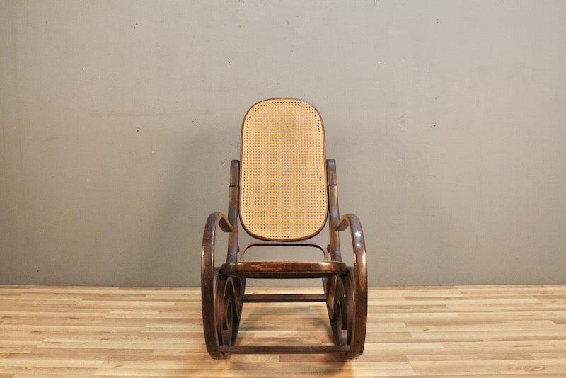 Thonet-Style Cane & Dark Bentwood Rocking Chair - ONLINE ONLY
