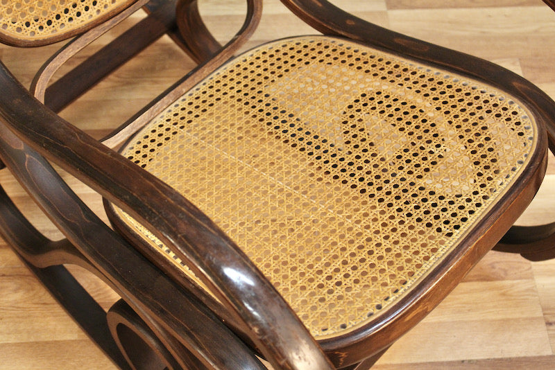 Thonet-Style Cane & Dark Bentwood Rocking Chair - ONLINE ONLY
