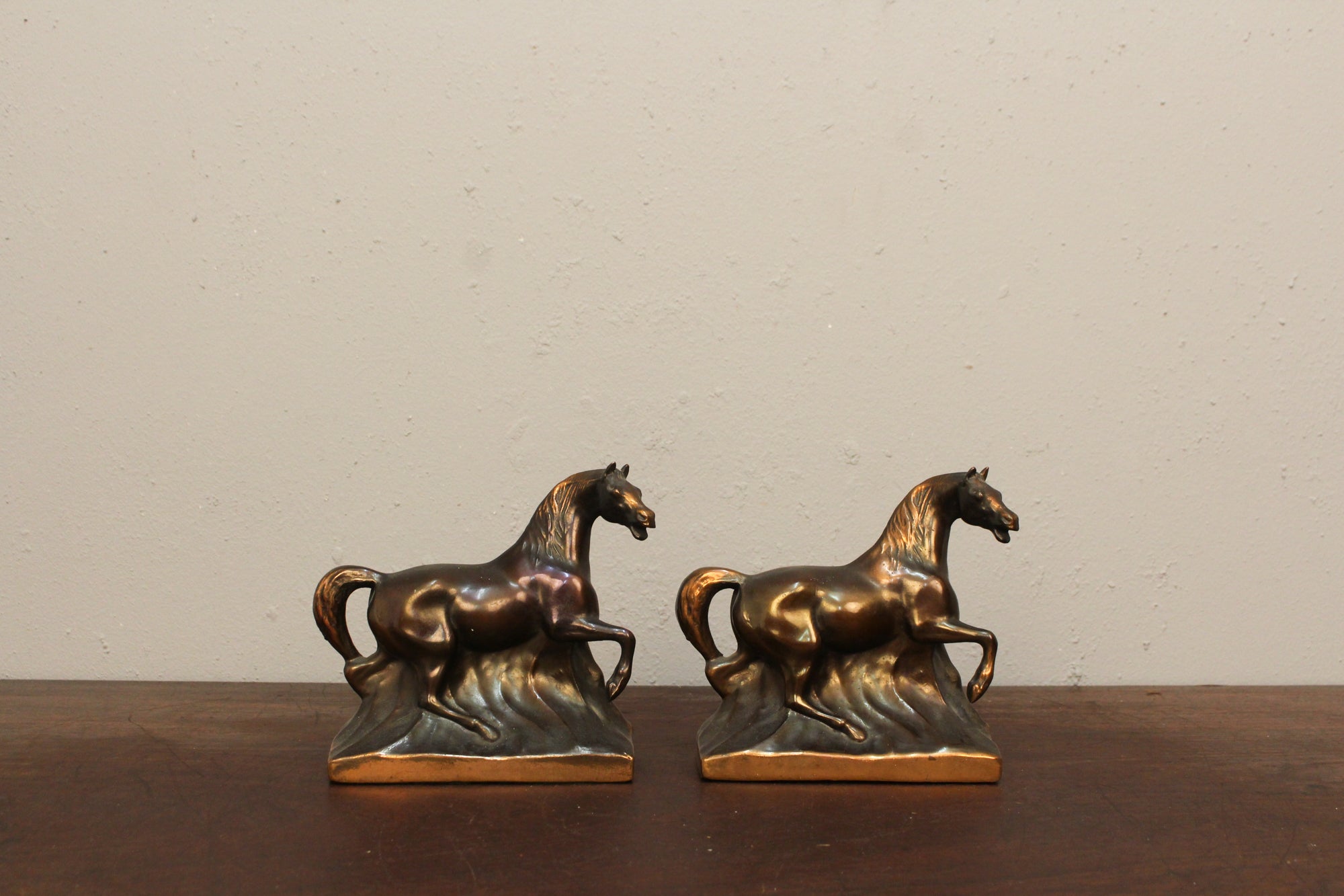 逸品　希少　アンティーク孔雀ブックエンド　2台1組　アール・デコ　ブロンズ Pair of Bronze Horse Bookends – Furnish Green