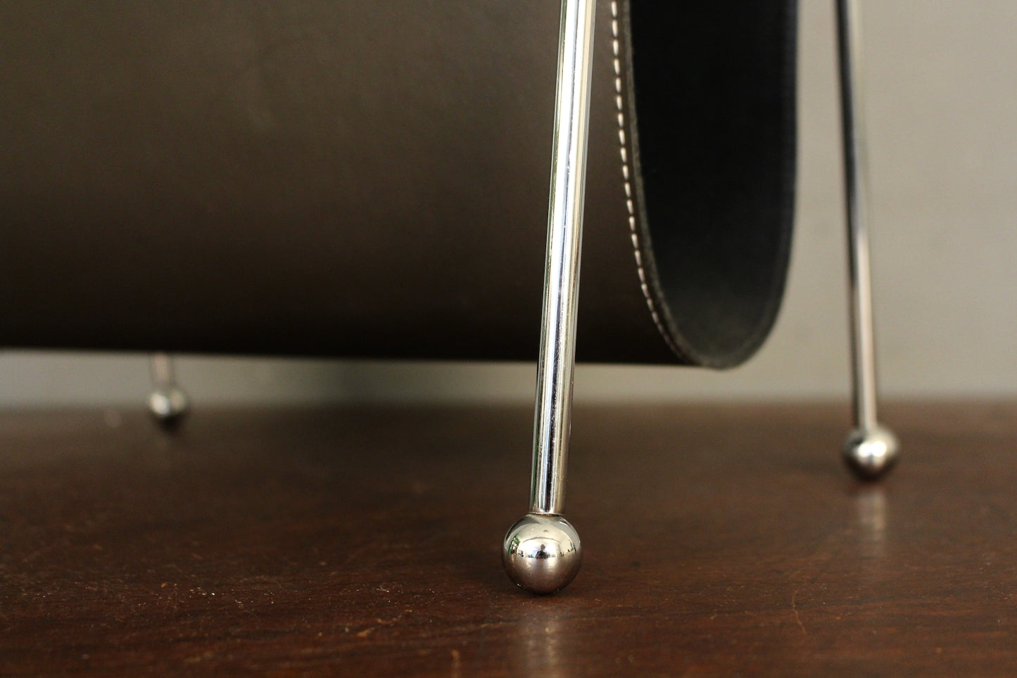 Chrome & Leather Magazine Rack