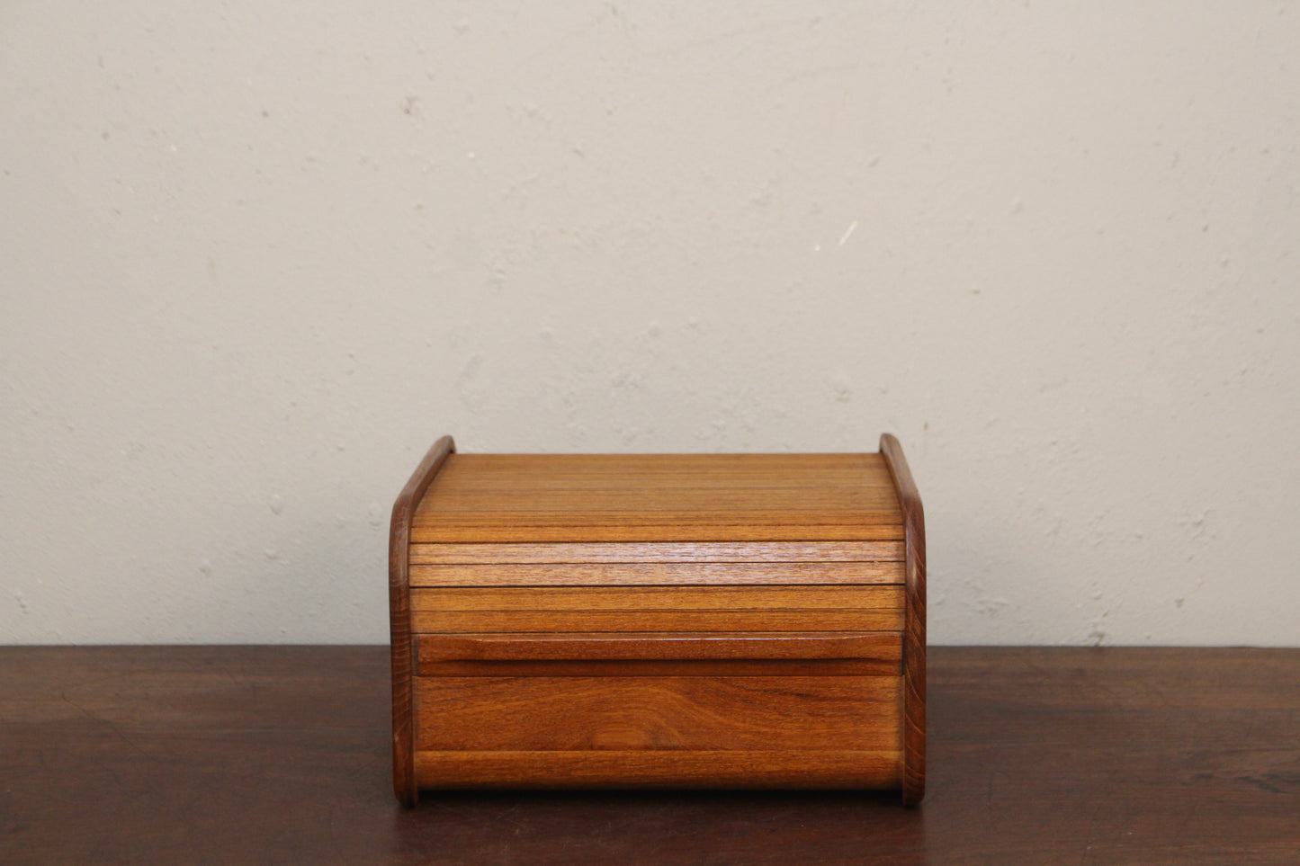 Teak Tambour Roll-Top Organizer
