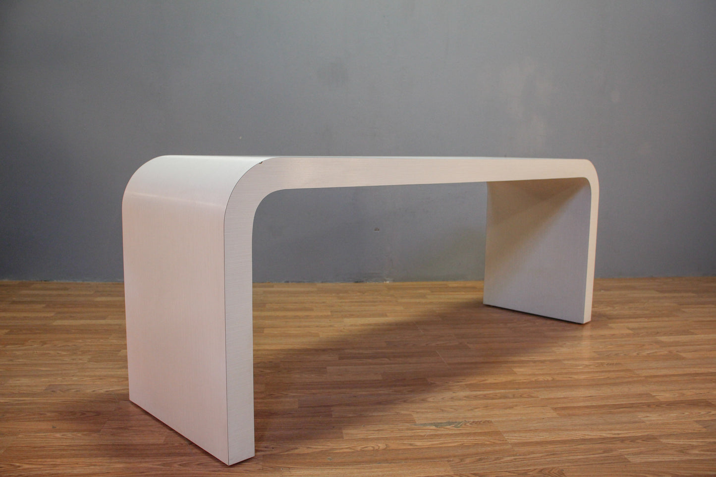 Large White Laminate Waterfall Console Table - ONLINE ONLY