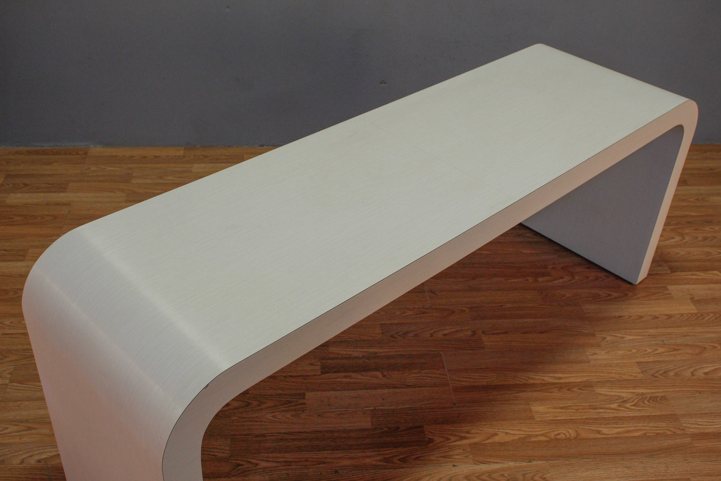 Large White Laminate Waterfall Console Table - ONLINE ONLY