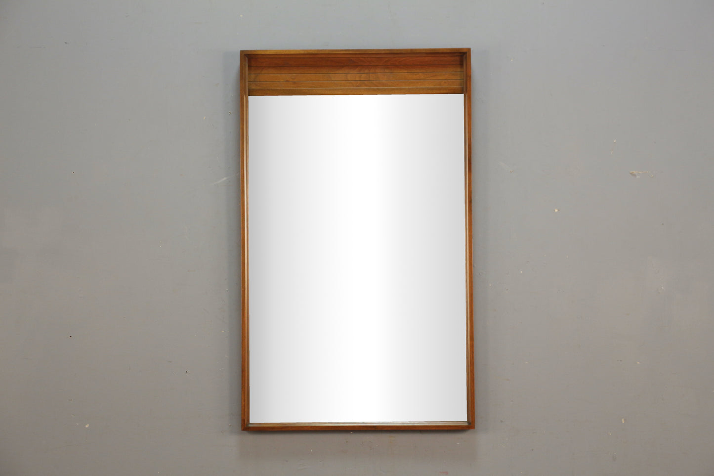 Mid Century Walnut Grooved Mirror