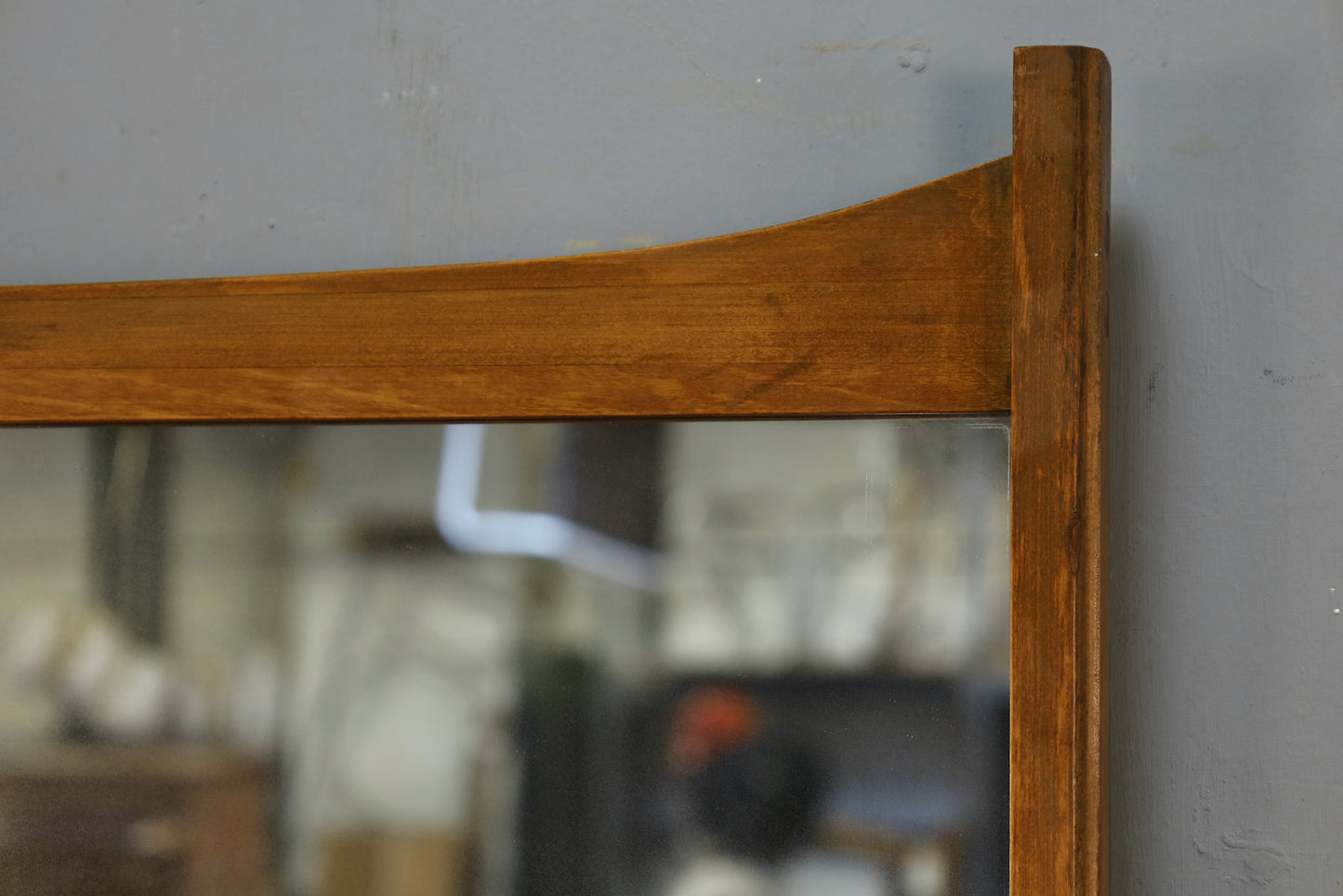 Mid Century Walnut Scoop Mirror