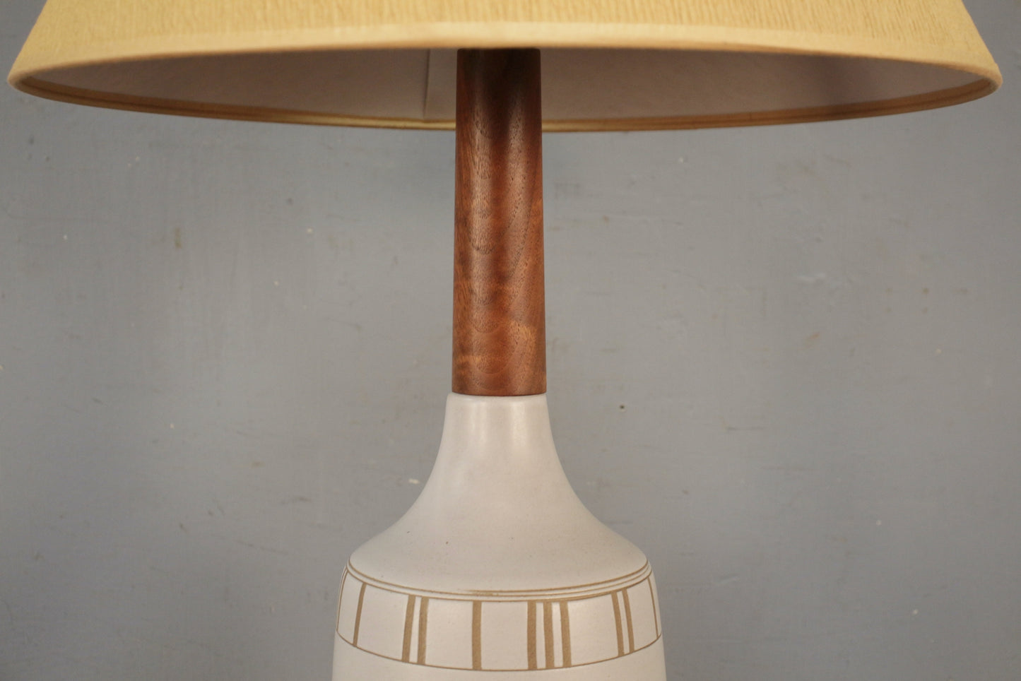 Mid Century Martz Walnut & Ceramic Table Lamp