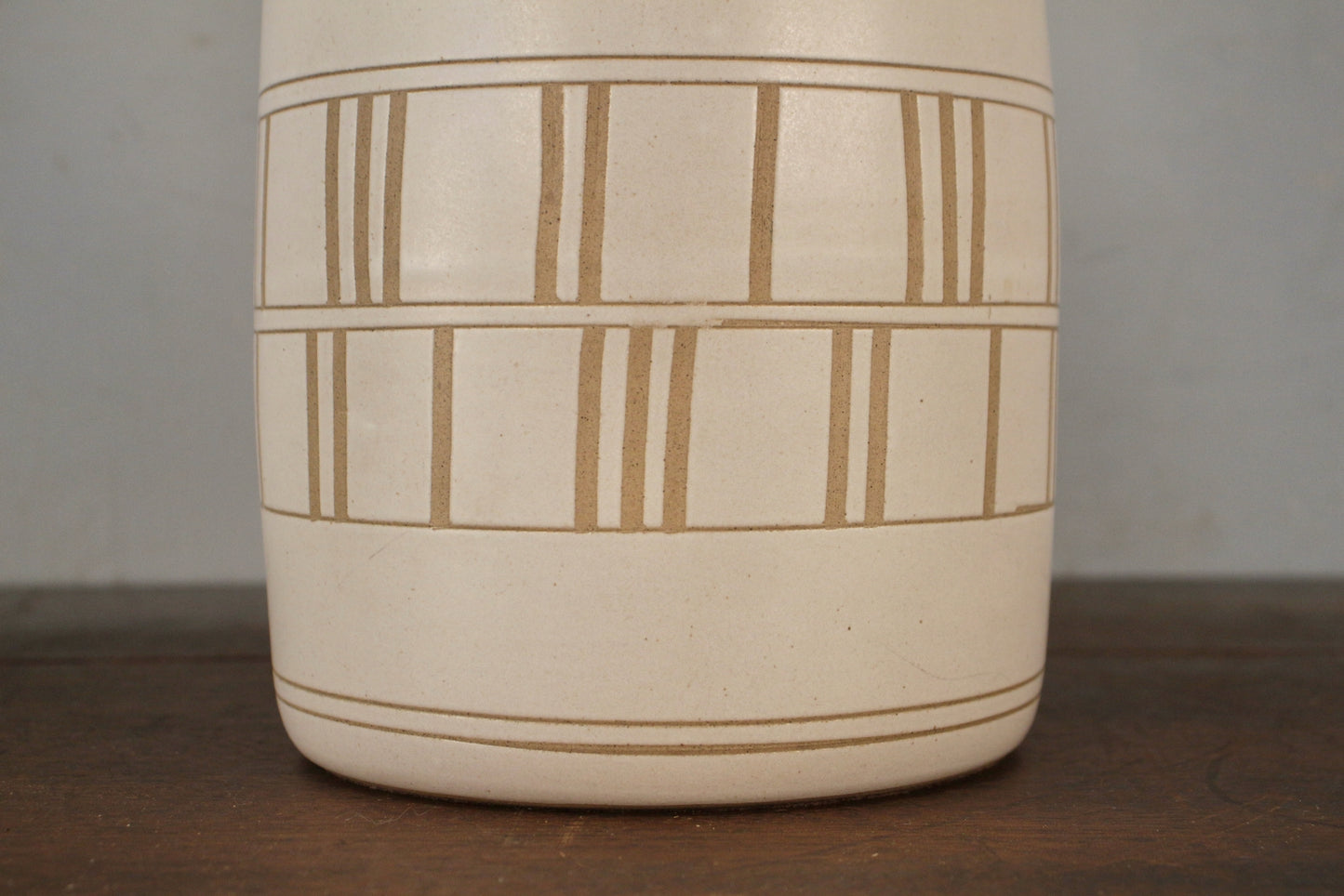 Mid Century Martz Walnut & Ceramic Table Lamp